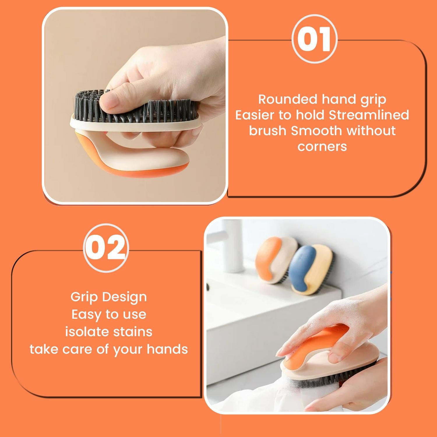 Limitless Clothes Brush Soft Hair Shoe Laundry Brush Household Slippers Not Hurt Clothes Shoes With Handle Board Brush Multi-functional Cleaning Tool (Blue-2pack)